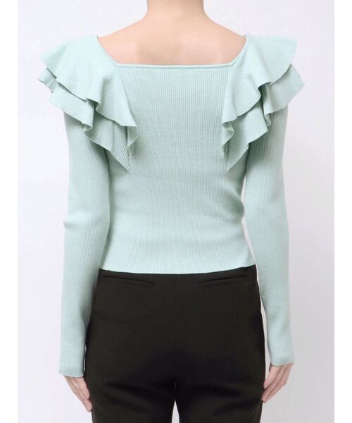 MERCURYDUO（マーキュリーデュオ）の「編み変化ラッフルコンパクト（ニット/セーター・レディース・アイボリー/チャコールグレー/ブラック/ミント/ベージュ・FREE）」の16枚目の写真