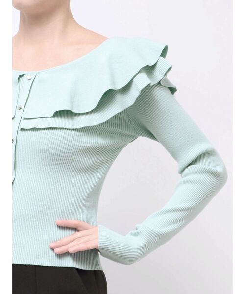 MERCURYDUO（マーキュリーデュオ）の「編み変化ラッフルコンパクト（ニット/セーター・レディース・アイボリー/チャコールグレー/ブラック/ミント/ベージュ・FREE）」の18枚目の写真