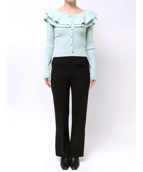 MERCURYDUO（マーキュリーデュオ）の「編み変化ラッフルコンパクト（ニット/セーター・レディース・アイボリー/チャコールグレー/ブラック/ミント/ベージュ・FREE）」の22枚目の写真