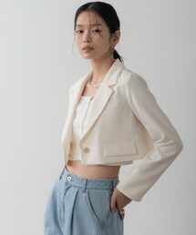 ホワイトショートジャケット ミカドサテンショートジャケット(オフホワイト) - seventen