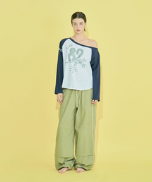 OROGEE（オロジー）の「ONE SHOULDER RAGLAN T-SHIRT-NAVY（Tシャツ/カットソー）」