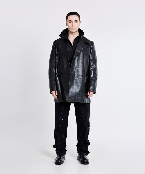 51%(フィフティーワンパーセント)の「Double-breasted leather trench Jacket - Black(ライダースジャケット・メンズ・その他・M/L)」の2枚目の写真