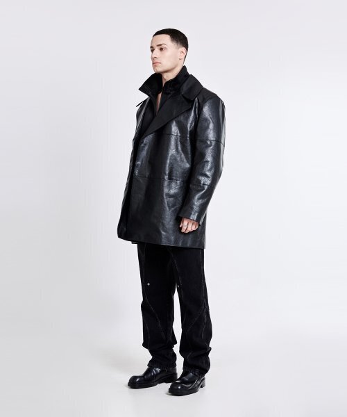 51%(フィフティーワンパーセント)の「Double-breasted leather trench Jacket - Black(ライダースジャケット・メンズ・その他・M/L)」の3枚目の写真