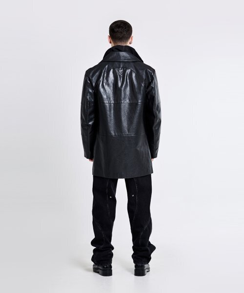 51%(フィフティーワンパーセント)の「Double-breasted leather trench Jacket - Black(ライダースジャケット・メンズ・その他・M/L)」の4枚目の写真