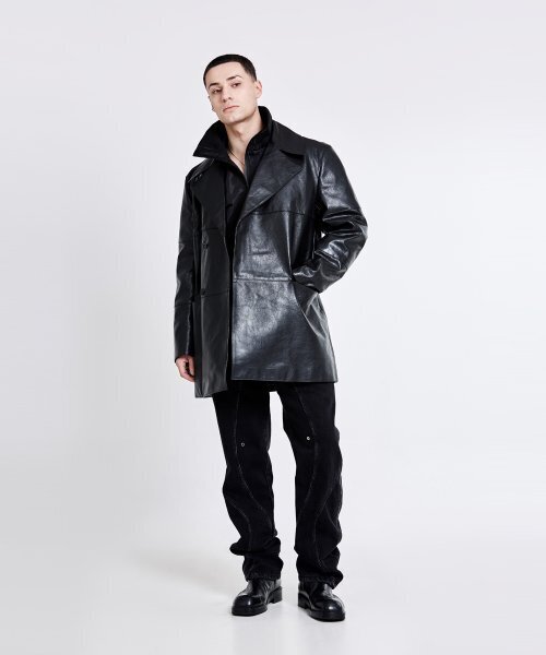 51%(フィフティーワンパーセント)の「Double-breasted leather trench Jacket - Black(ライダースジャケット・メンズ・その他・M/L)」の5枚目の写真
