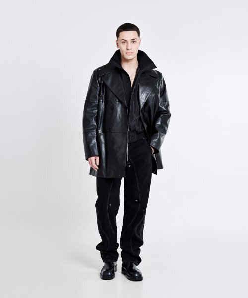 51%(フィフティーワンパーセント)の「Double-breasted leather trench Jacket - Black(ライダースジャケット・メンズ・その他・M/L)」の6枚目の写真