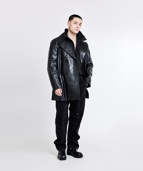 51%(フィフティーワンパーセント)の「Double-breasted leather trench Jacket - Black(ライダースジャケット・メンズ・その他・M/L)」の7枚目の写真