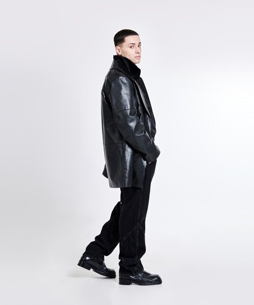 51%(フィフティーワンパーセント)の「Double-breasted leather trench Jacket - Black(ライダースジャケット・メンズ・その他・M/L)」の8枚目の写真