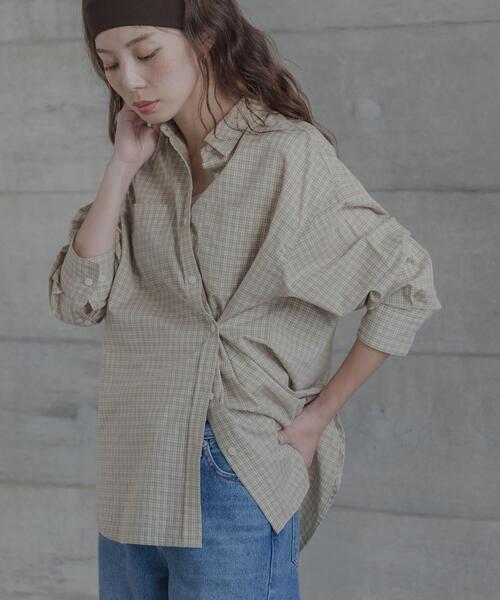 URBAN RESEARCH Sonny Label(アーバンリサーチサニーレーベル)の「ドビーチェックアシメシャツ(シャツ/ブラウス・レディース・ブラウン/ブルー/ベージュ・FREE)」の11枚目の写真