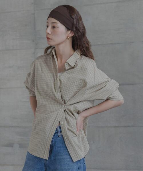 URBAN RESEARCH Sonny Label(アーバンリサーチサニーレーベル)の「ドビーチェックアシメシャツ(シャツ/ブラウス・レディース・ブラウン/ブルー/ベージュ・FREE)」の12枚目の写真