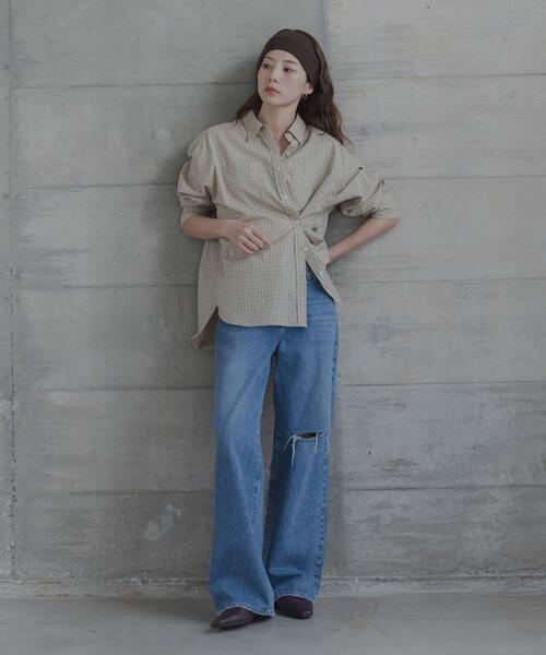 URBAN RESEARCH Sonny Label(アーバンリサーチサニーレーベル)の「ドビーチェックアシメシャツ(シャツ/ブラウス・レディース・ブラウン/ブルー/ベージュ・FREE)」の14枚目の写真