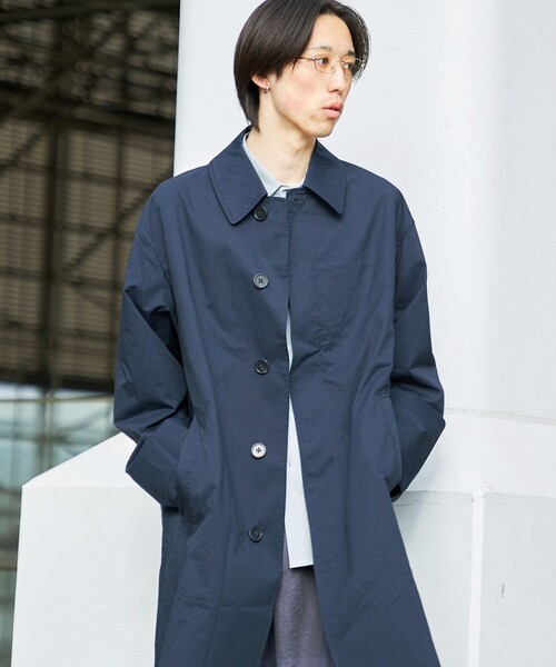 City Ambient Products（シティアンビエントプロダクツ）の「City Ambient Products: リラックス ステンカラー コート（ステンカラーコート・メンズ・ベージュ/ネイビー・SMALL/MEDIUM/LARGE）」の2枚目の写真