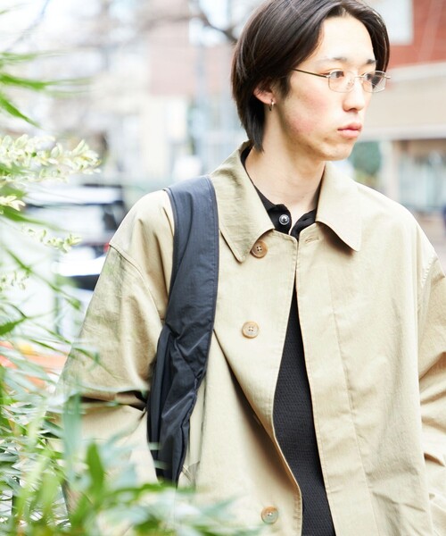 City Ambient Products（シティアンビエントプロダクツ）の「City Ambient Products: リラックス ステンカラー コート（ステンカラーコート・メンズ・ベージュ/ネイビー・SMALL/MEDIUM/LARGE）」の12枚目の写真