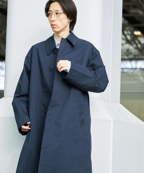 City Ambient Products（シティアンビエントプロダクツ）の「City Ambient Products: リラックス ステンカラー コート（ステンカラーコート・メンズ・ベージュ/ネイビー・SMALL/MEDIUM/LARGE）」の10枚目の写真