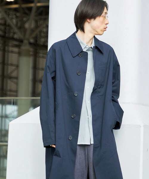 City Ambient Products（シティアンビエントプロダクツ）の「City Ambient Products: リラックス ステンカラー コート（ステンカラーコート・メンズ・ベージュ/ネイビー・SMALL/MEDIUM/LARGE）」の9枚目の写真