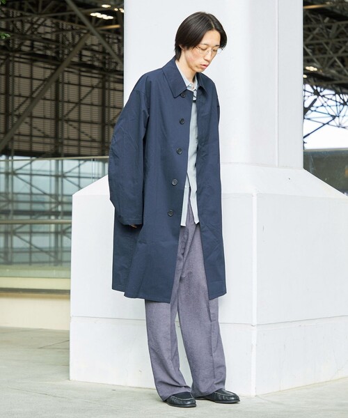 City Ambient Products（シティアンビエントプロダクツ）の「City Ambient Products: リラックス ステンカラー コート（ステンカラーコート・メンズ・ベージュ/ネイビー・SMALL/MEDIUM/LARGE）」の8枚目の写真