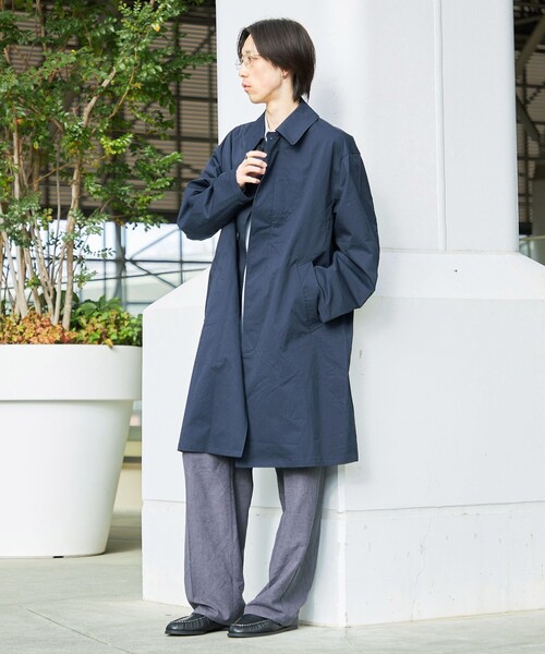 City Ambient Products（シティアンビエントプロダクツ）の「City Ambient Products: リラックス ステンカラー コート（ステンカラーコート・メンズ・ベージュ/ネイビー・SMALL/MEDIUM/LARGE）」の7枚目の写真