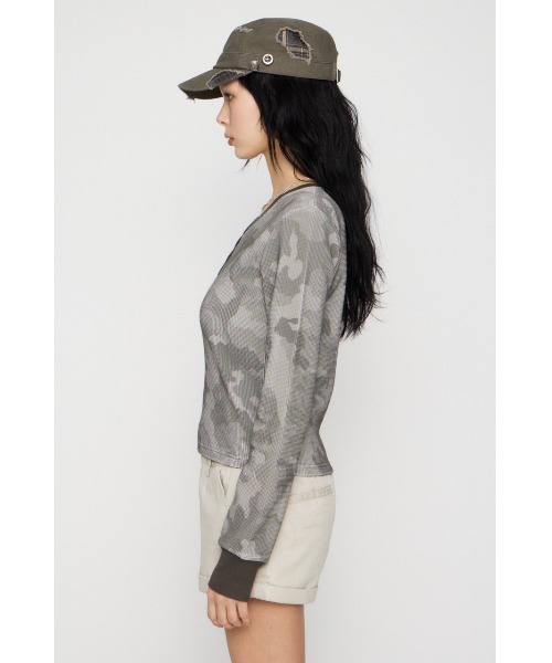 LAGUA GEM(ラグアジェム)の「CAMOUFLAGE CUT トップス(Tシャツ/カットソー・レディース・グレー/カーキ・FREE)」の11枚目の写真