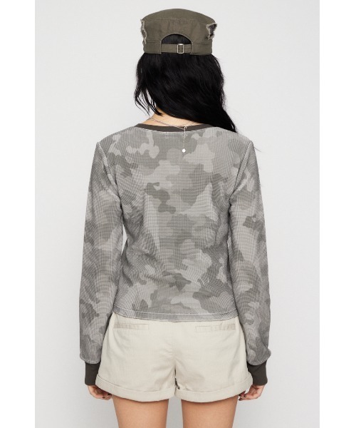 LAGUA GEM(ラグアジェム)の「CAMOUFLAGE CUT トップス(Tシャツ/カットソー・レディース・グレー/カーキ・FREE)」の12枚目の写真