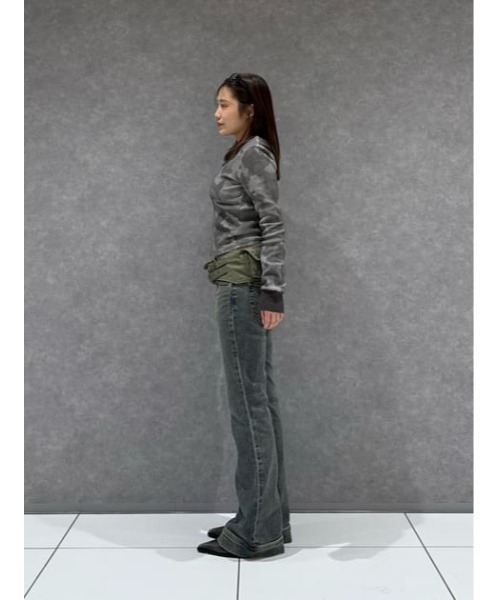 LAGUA GEM(ラグアジェム)の「CAMOUFLAGE CUT トップス(Tシャツ/カットソー・レディース・グレー/カーキ・FREE)」の15枚目の写真