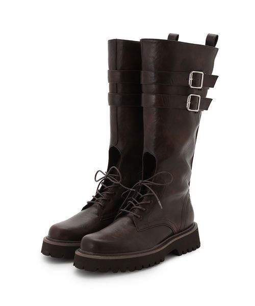 LILY BROWN(リリーブラウン)の「レースアップロングブーツ(ブーツ・レディース・ブラウン/ブラック・S/M/L)」の2枚目の写真