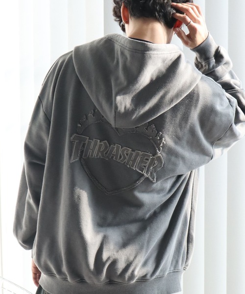 セール】【THRASHER/スラッシャー】裏毛 ピグメント加工 ダメージ