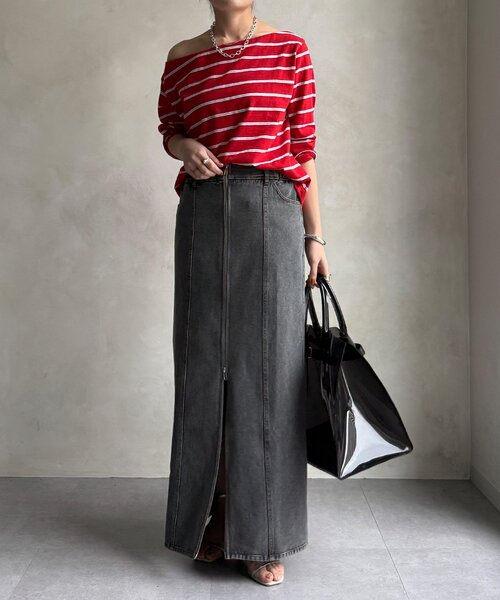 DouDou（ドゥドゥ）の「【WEB限定】フロントジップデニムスカート（スカート・レディース・ブルー/グレー・FREE）」の4枚目の写真