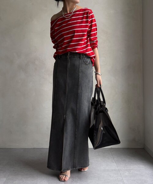 DouDou（ドゥドゥ）の「【WEB限定】フロントジップデニムスカート（スカート・レディース・ブルー/グレー・FREE）」の5枚目の写真