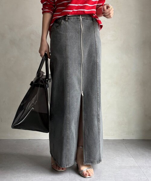 DouDou（ドゥドゥ）の「【WEB限定】フロントジップデニムスカート（スカート・レディース・ブルー/グレー・FREE）」の8枚目の写真