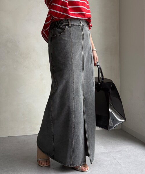 DouDou（ドゥドゥ）の「【WEB限定】フロントジップデニムスカート（スカート・レディース・ブルー/グレー・FREE）」の9枚目の写真