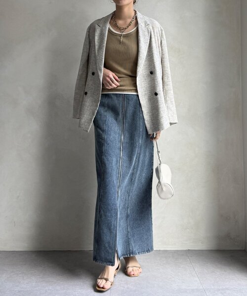 DouDou（ドゥドゥ）の「【WEB限定】フロントジップデニムスカート（スカート・レディース・ブルー/グレー・FREE）」の12枚目の写真