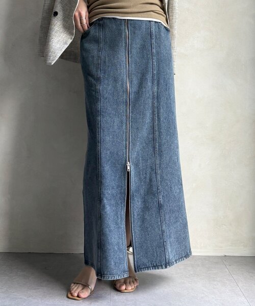 DouDou（ドゥドゥ）の「【WEB限定】フロントジップデニムスカート（スカート・レディース・ブルー/グレー・FREE）」の16枚目の写真