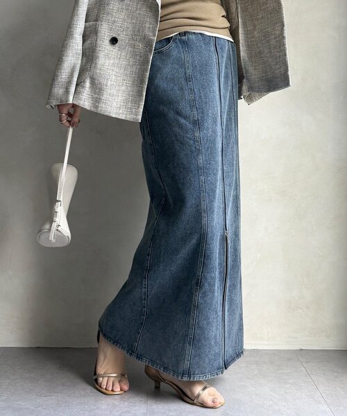 DouDou（ドゥドゥ）の「【WEB限定】フロントジップデニムスカート（スカート・レディース・ブルー/グレー・FREE）」の18枚目の写真