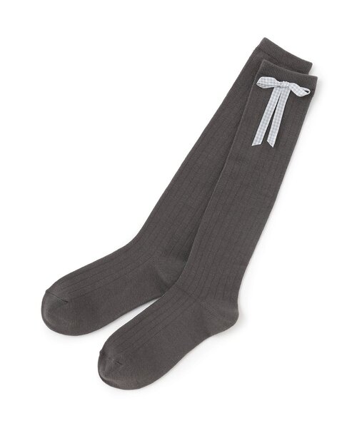 LOVETOXIC（ラブトキシック）の「リボンハイソックス（ソックス/靴下・キッズ・オフホワイト/ブラック/チャコール・23-25cm/20-22cm）」の3枚目の写真