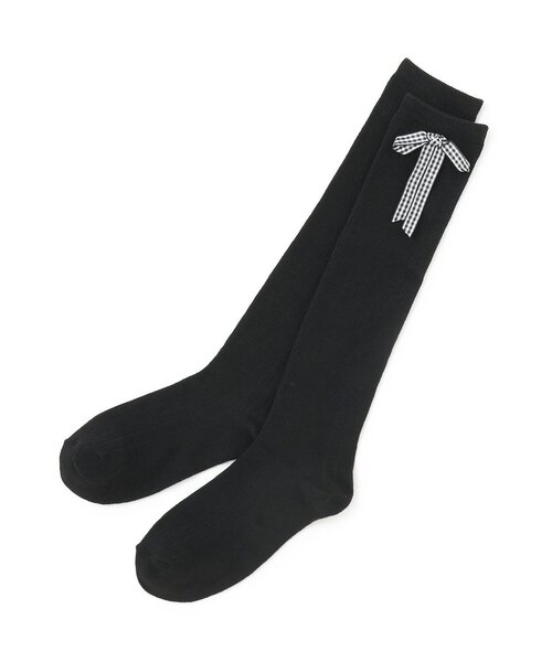 LOVETOXIC（ラブトキシック）の「リボンハイソックス（ソックス/靴下・キッズ・オフホワイト/ブラック/チャコール・23-25cm/20-22cm）」の2枚目の写真