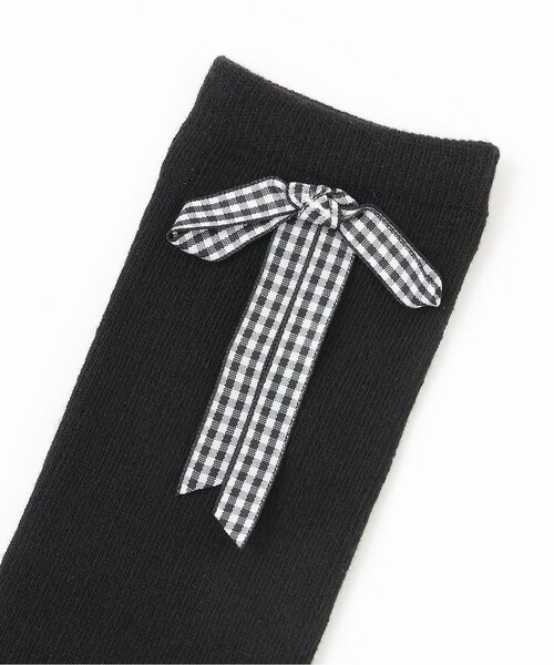 LOVETOXIC（ラブトキシック）の「リボンハイソックス（ソックス/靴下・キッズ・オフホワイト/ブラック/チャコール・23-25cm/20-22cm）」の4枚目の写真