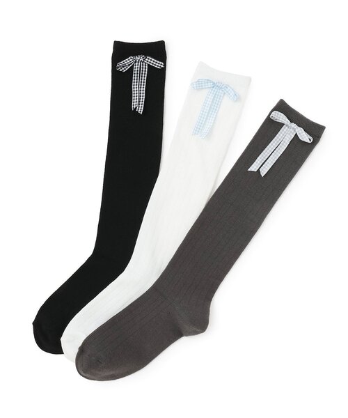 LOVETOXIC（ラブトキシック）の「リボンハイソックス（ソックス/靴下・キッズ・オフホワイト/ブラック/チャコール・23-25cm/20-22cm）」の6枚目の写真