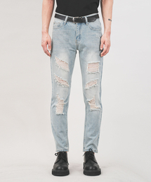 GOLDPERCENT（ゴールドパーセント）の「クラシックジンテーパードフィットデミジデストロイドポイントデニム（2カラー/メンズ）（デニムパンツ）」