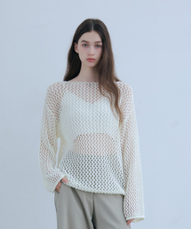 ODER（オディエール）の「レースボートネックプルオーバー-アイボリー（ニット/セーター）」
