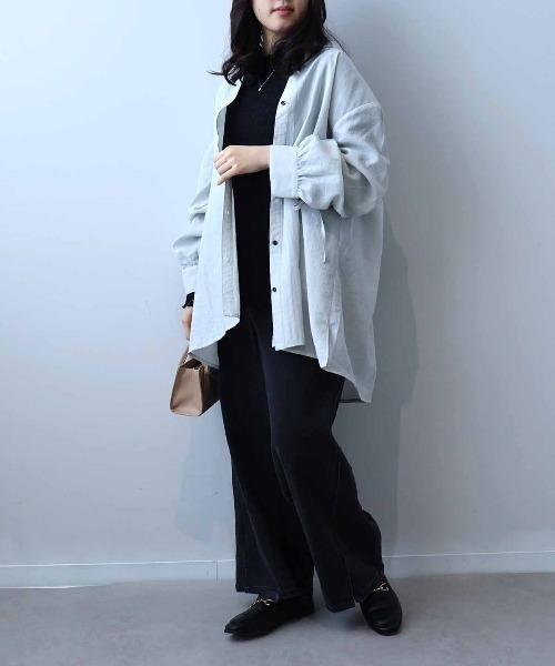 leswel(レスウェル)の「【WEB/一部店舗限定】【LL~5L 大きいサイズ】袖ドロストブラウス(シャツ/ブラウス・レディース・ライトグレー/ネイビー/サックスブルー・3L/LL/5L/4L)」の4枚目の写真