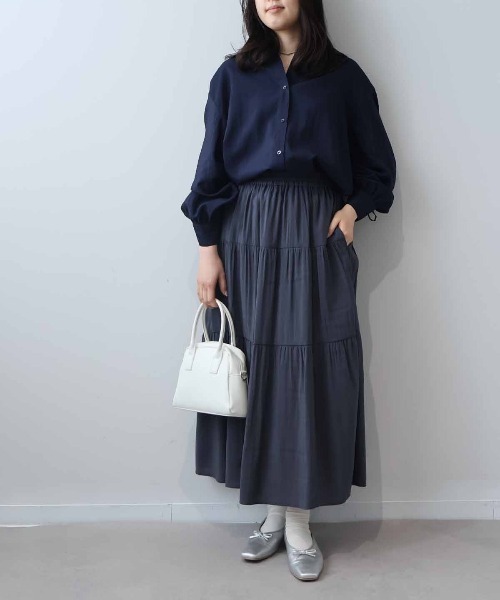 leswel(レスウェル)の「【WEB/一部店舗限定】【LL~5L 大きいサイズ】袖ドロストブラウス(シャツ/ブラウス・レディース・ライトグレー/ネイビー/サックスブルー・3L/LL/5L/4L)」の7枚目の写真