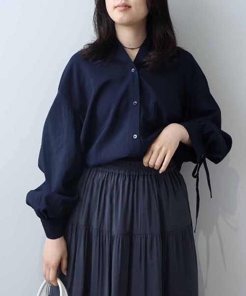 leswel(レスウェル)の「【WEB/一部店舗限定】【LL~5L 大きいサイズ】袖ドロストブラウス(シャツ/ブラウス・レディース・ライトグレー/ネイビー/サックスブルー・3L/LL/5L/4L)」の8枚目の写真