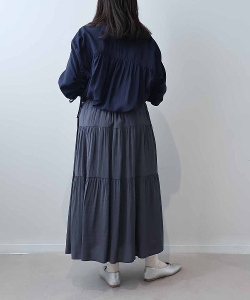 leswel(レスウェル)の「【WEB/一部店舗限定】【LL~5L 大きいサイズ】袖ドロストブラウス(シャツ/ブラウス・レディース・ライトグレー/ネイビー/サックスブルー・3L/LL/5L/4L)」の9枚目の写真