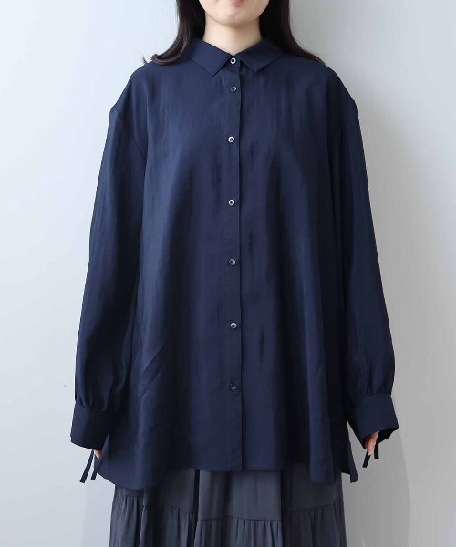 leswel(レスウェル)の「【WEB/一部店舗限定】【LL~5L 大きいサイズ】袖ドロストブラウス(シャツ/ブラウス・レディース・ライトグレー/ネイビー/サックスブルー・3L/LL/5L/4L)」の16枚目の写真