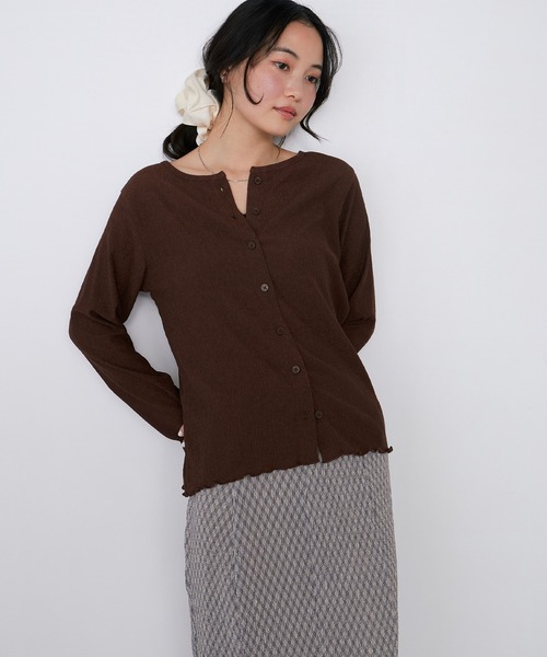 forksy.(フォルクシー)の「【forksy.】<エブリデイシリーズ>楊柳 メロー カーディガン / UVカット<セットアップ対応>(カーディガン/ボレロ・レディース・ブラック/ダークネイビー/ピンク/ブラウン/ダークグレー/ライトブルー/アイボリー・FREE)」の4枚目の写真