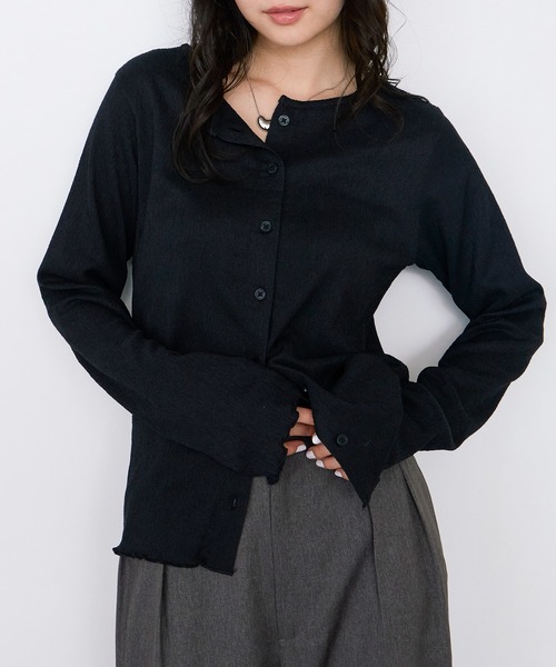 forksy.(フォルクシー)の「【forksy.】<エブリデイシリーズ>楊柳 メロー カーディガン / UVカット<セットアップ対応>(カーディガン/ボレロ・レディース・ブラック/ダークネイビー/ピンク/ブラウン/ダークグレー/ライトブルー/アイボリー・FREE)」の2枚目の写真