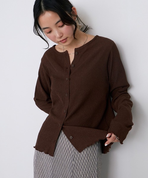 forksy.(フォルクシー)の「【forksy.】<エブリデイシリーズ>楊柳 メロー カーディガン / UVカット<セットアップ対応>(カーディガン/ボレロ・レディース・ブラック/ダークネイビー/ピンク/ブラウン/ダークグレー/ライトブルー/アイボリー・FREE)」の9枚目の写真