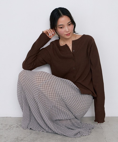 forksy.(フォルクシー)の「【forksy.】<エブリデイシリーズ>楊柳 メロー カーディガン / UVカット<セットアップ対応>(カーディガン/ボレロ・レディース・ブラック/ダークネイビー/ピンク/ブラウン/ダークグレー/ライトブルー/アイボリー・FREE)」の10枚目の写真