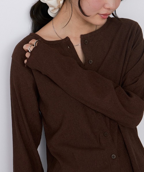 forksy.(フォルクシー)の「【forksy.】<エブリデイシリーズ>楊柳 メロー カーディガン / UVカット<セットアップ対応>(カーディガン/ボレロ・レディース・ブラック/ダークネイビー/ピンク/ブラウン/ダークグレー/ライトブルー/アイボリー・FREE)」の14枚目の写真