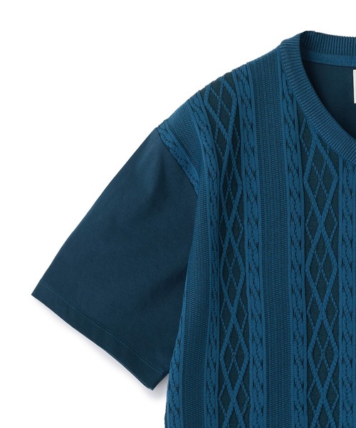 MEN'S BIGI（メンズビギ）の「アラン調 ニットコンビTシャツ（Tシャツ/カットソー・メンズ・ブルー/ブラック/オフホワイト・04/03/02/01）」の17枚目の写真